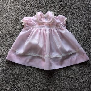 Adorable Pink Baby Dress with Lace Trim